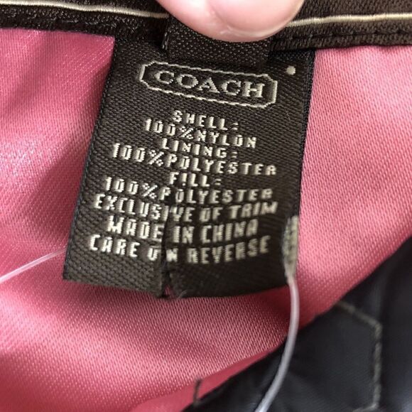 COACH Black & Pink Monogram C Logo Quilted Jacket Size S Satin Pink lining NWT - Picture 6 of 9